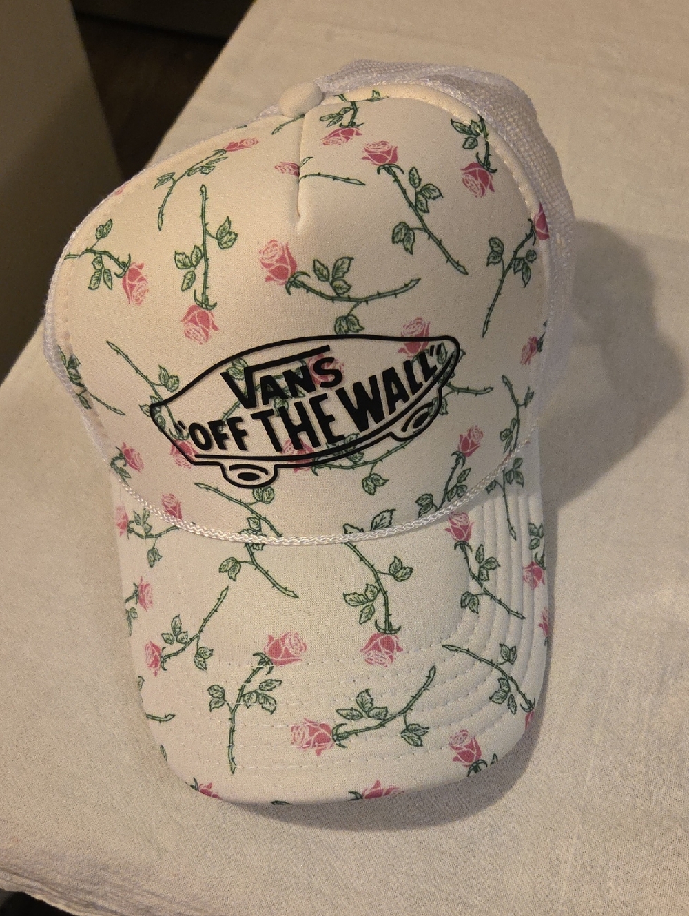 Vans Women's Pink Rose Pattern Trucker Hat
